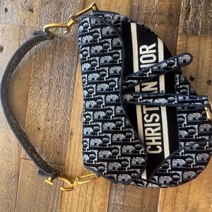 Dior Black and White Saddle Bag
